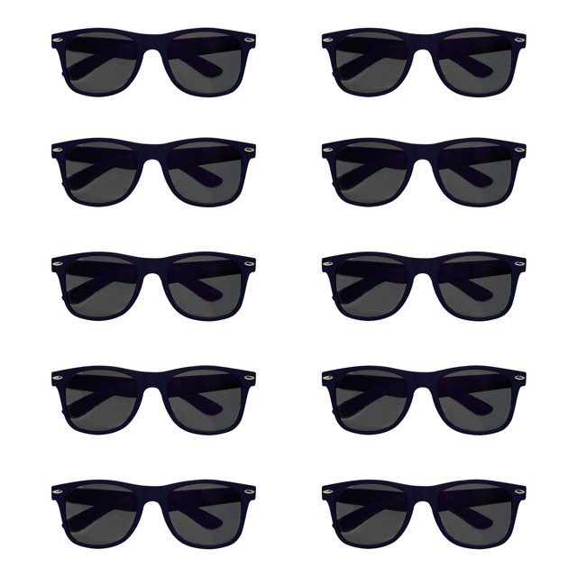 Velvet Smooth Sunglasses Set of 10, Bulk Pack - UV Protection, Perfect for Party, Beach, Pool, Outdoor Events - Navy