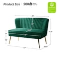 thumbnail image 1 of Tina's Home Velvet Upholstered Loveseat Sofa with Gold Metal Legs, Chair Upholstered Tufted Futon Back Living Room Home Bedroom Green, 1 of 9