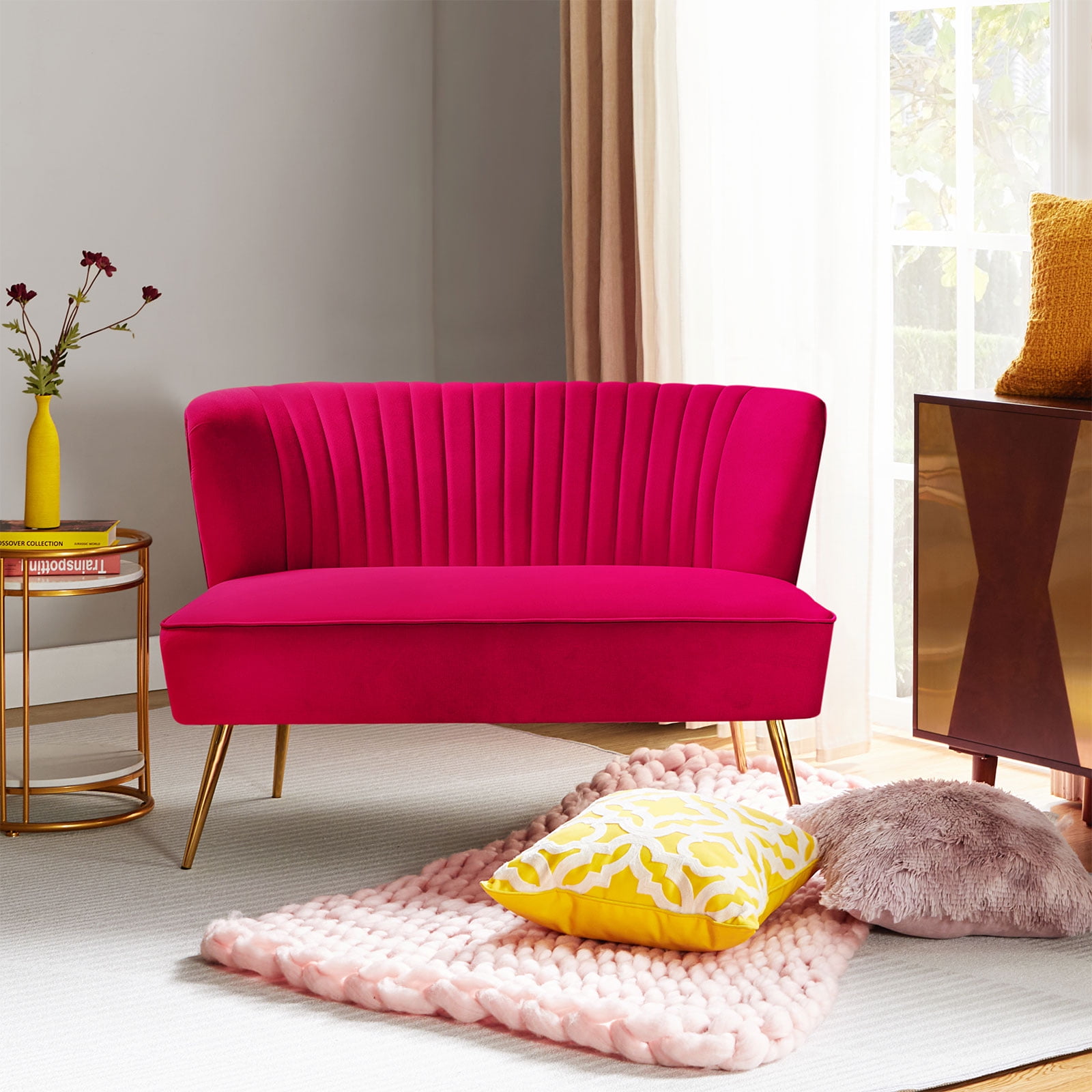 Fuchsia velvet sale loveseat