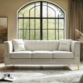thumbnail image 1 of Velvet Sofa Couch for 3-4 Persons, 83" Mid-Century Modern Couch with Gold Metal Legs, Chesterfield Sofa 3 Seater Sectional Couches, Large Load Sofa Couch for Living Room Office Hotel Beige, 1 of 7
