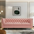 thumbnail image 1 of Velvet Sofa Couch, Atumon Velvet Sofa with Gold Metal Legs, Couches and Sofas, Modern Sofa Furniture, Velvet Upholstered Sofa for Living Room Bedroom Apartment, 82.68"L x 30.51"W x 30.9"H, Pink, 1 of 10