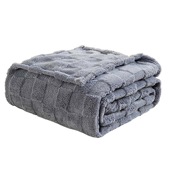 Velvet Sofa Cover Blanket with Checkerboard Pattern, Reversible Nap Blanket for Couch, Car, and Travel, Lightweight and Washable