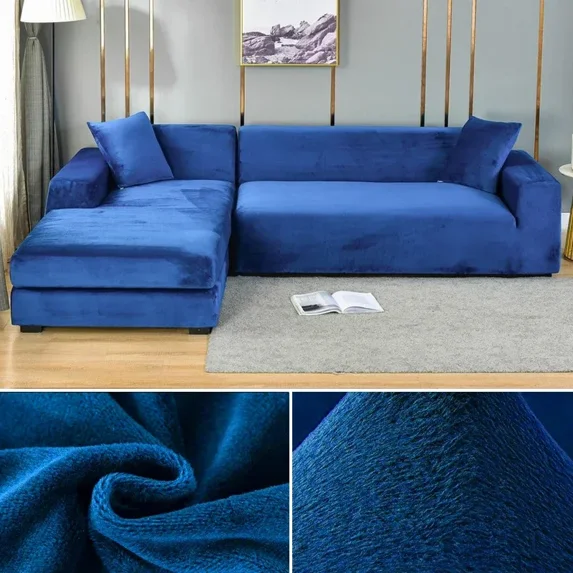 Velvet Sofa Cover for Living Room Thick Elastic Sofa Cover 1/2/3/4 Seater L Shaped Corner Sofa Cover Stretch Cover for Sofa (colour7,1 SEAT (90-140CM))