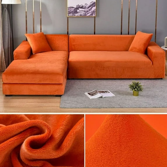 Velvet Sofa Cover for Living Room Thick Elastic Sofa Cover 1/2/3/4 Seater L Shaped Corner Sofa Cover Stretch Cover for Sofa (colour8,1 SEAT (90-140CM))