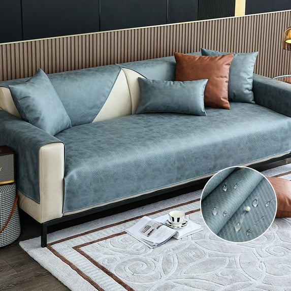 Velvet Sofa Cover Loveseat Slipcover Plush Couch Cover All-Inclusive Protector Washable, Green