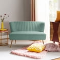 thumbnail image 1 of Tina's Home Velvet Upholstered Loveseat Sofa with Gold Metal Legs, Tufted Back Living Room Chair Home Bedroom Adult Sage, 1 of 9