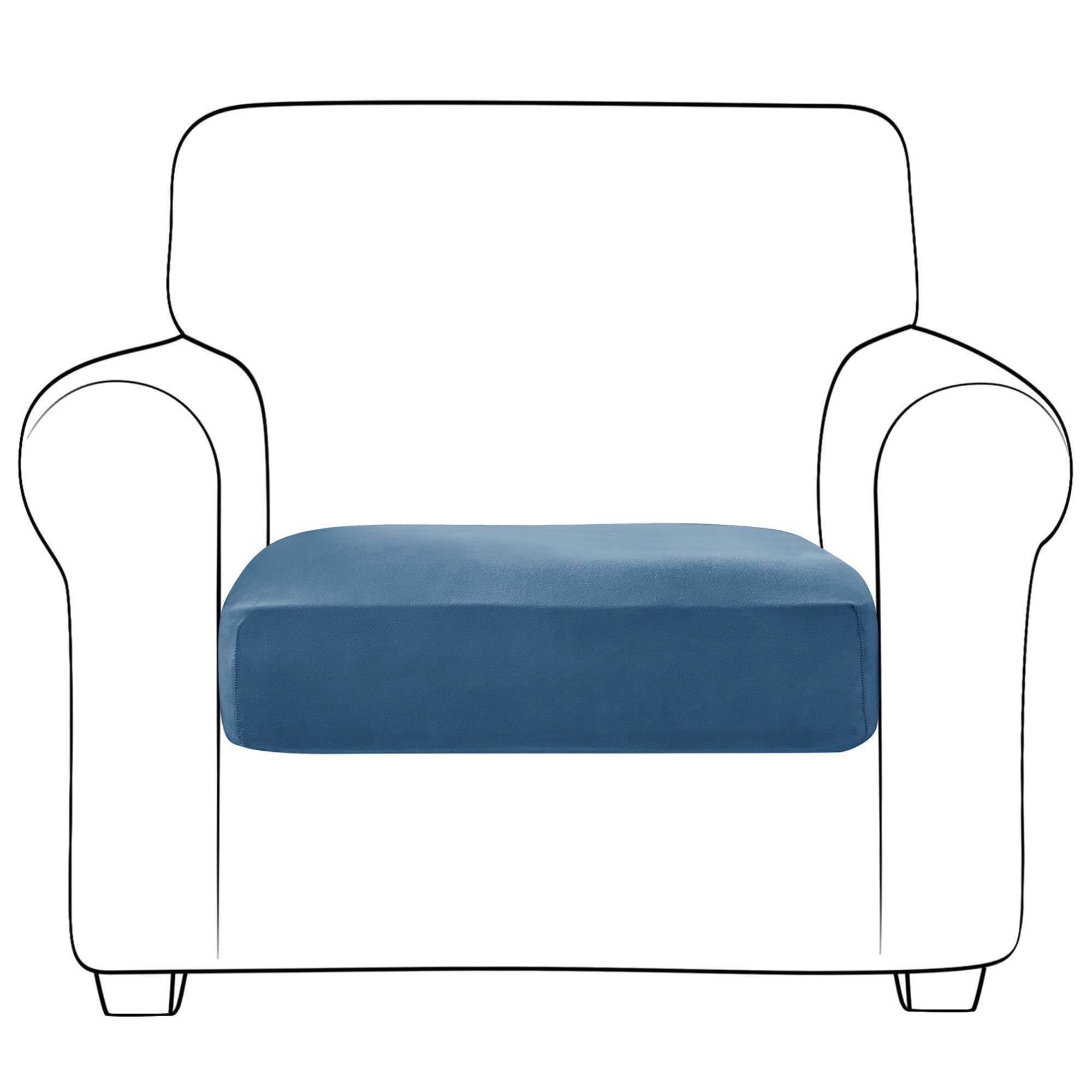 Velvet Sofa Seat Cushion Covers, Sofa Cushion Covers Stretch Couch Cushion Cover Soft with Elastic Bottom Sofa Seat Cover for Chair Sofa-Peacock blue-3-seater