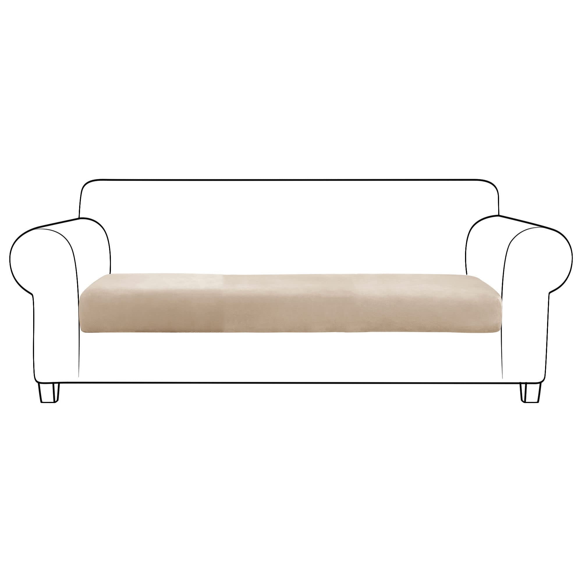Velvet Sofa Seat Cushion Covers, Sofa Cushion Covers Stretch Couch Cushion Cover Soft with Elastic Bottom Sofa Seat Cover for Chair Sofa-Peacock blue-3-seater