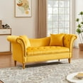thumbnail image 1 of Velvet Sofa with Solid Wood Feets, Modern Couch with Storage and 2 Pillows, 140" Upholstered Loveseat Sofa for Living Room, Bedroom and Apartment, Purple, 1 of 7