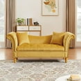 thumbnail image 1 of Velvet Sofa Stool with 2 Throw Pillows, Small Loveseat Sofa with Hidden Storage Space, Comfy Sofa Couch with Solid Wood Legs and Curved Arms for Living Room, Bedroom, Weight Capacity 500 LBS, 1 of 7