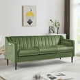 thumbnail image 1 of Velvet Sofa Three-seat Sofa, Tufted Upholstered Chesterfield Sofa with Tufted Back and 2 Rolled Pillows,  Accent Sofa Couch with Padded Seat for Bedroom,Living Room,Office,Weight Capacity 660 Pounds, 1 of 7
