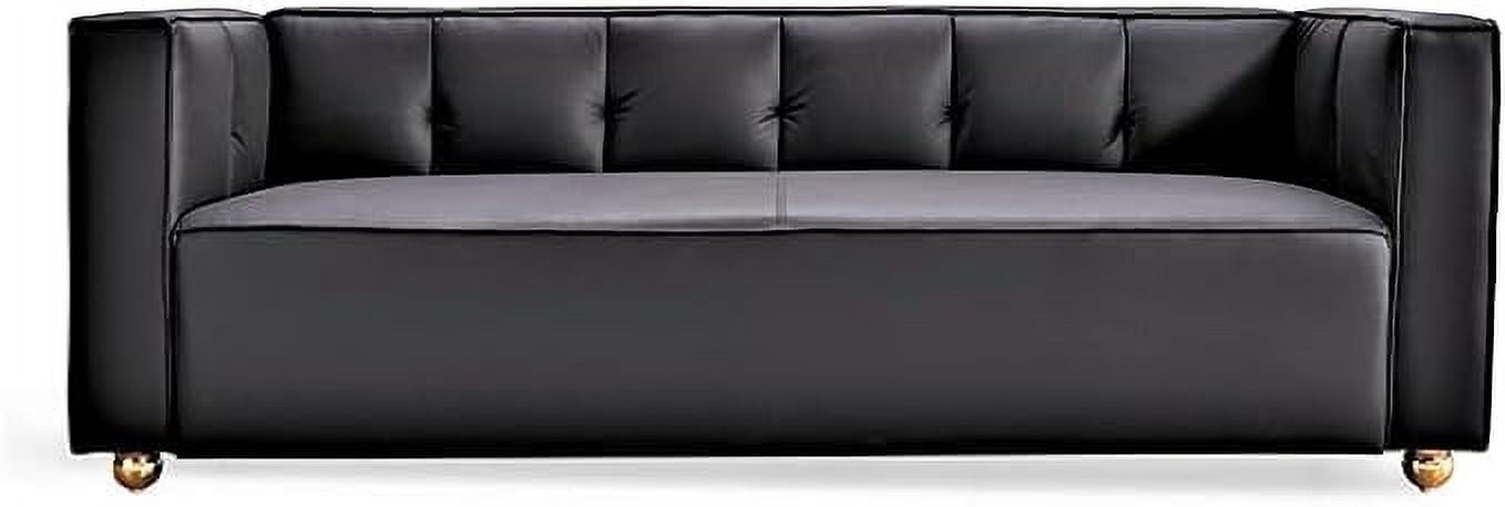 Velvet Sofa with Tufted Low Back Design, Elegant 3 Seater Couch