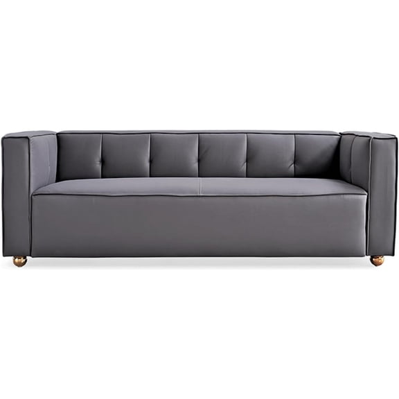 Velvet Sofa with Tufted Low Back Design, Elegant 3 Seater Couch