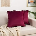 thumbnail image 1 of Velvet Soft Solid Decorative Square Throw Pillow Covers Set20 x 20 Inch Burgundy, 1 of 3