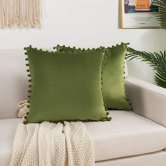 Velvet Soft Solid Decorative Square Throw Pillow Covers Set20 x 20 Inch Sage/Green