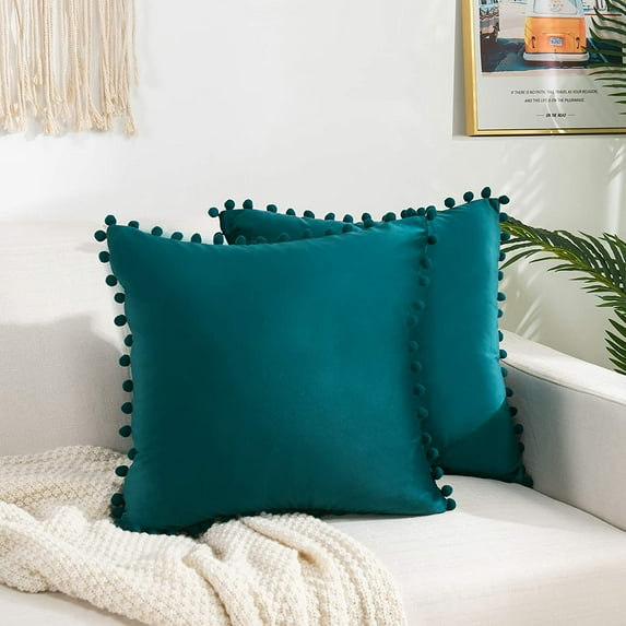 Velvet Soft Solid Decorative Square Throw Pillow Covers Set20 x 20 Inch Teal