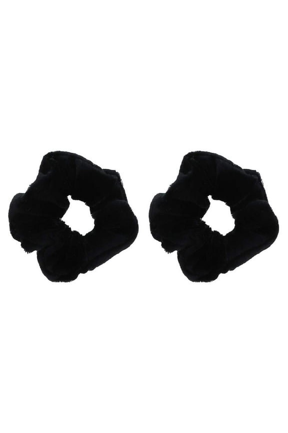 Velvet Solid Scrunchies - Set of 2-Black