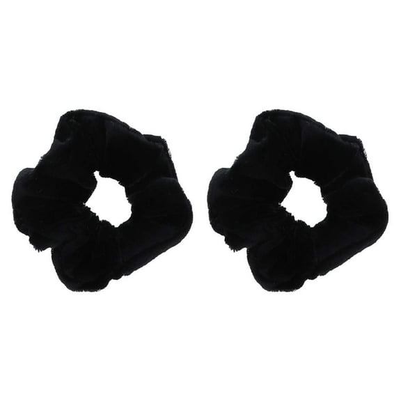 Velvet Solid Scrunchies - Set of 2-Black
