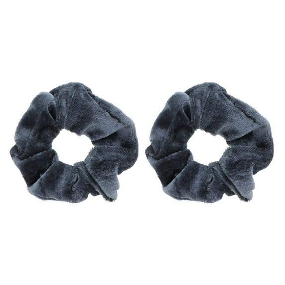 Velvet Solid Scrunchies - Set of 2-Grey