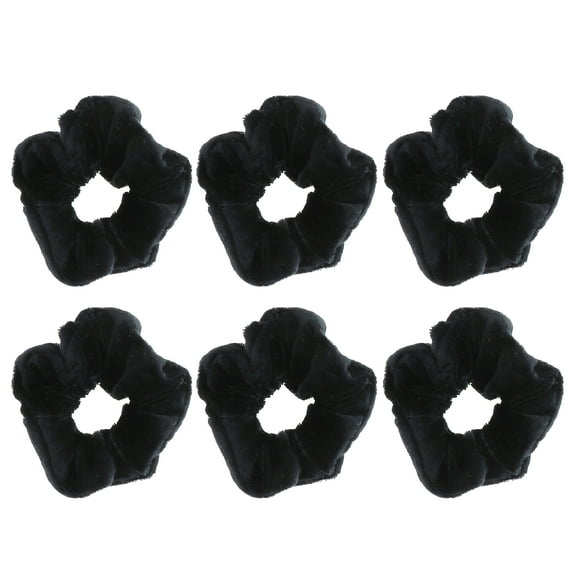 Velvet Solid Scrunchies - Set of 6-Black