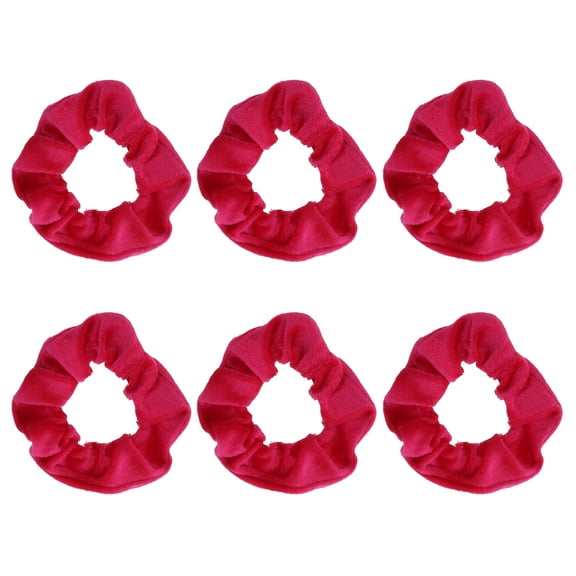 Velvet Solid Scrunchies - Set of 6-Hot Pink