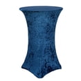thumbnail image 1 of Velvet Spandex 30 Inch Highboy Cocktail Round Table Cover Navy Blue, 1 of 2