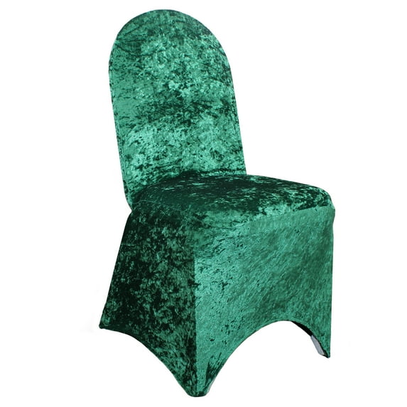 Velvet Spandex Banquet Chair Cover, Stretch Fitted Banquet Upholstered Chair Seat Cushion Cover - Emerald Green