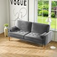 thumbnail image 1 of Velvet Spring Couch, 68" Comfy Loveseat Sofa Gray, Mid Century Modern Tufted Love Seat, Small Couch with Solid Wood Frame, 3 Seater Sofa for Living Room, Bedroom, Apartment, Small Spaces, 1 of 7