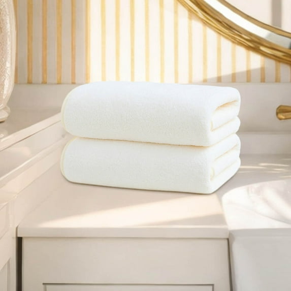Velvet Spun Bath Towel Set - 2 Ultra Soft, Highly Absorbent Towels for Bathroom, Spa & Gym - 75 x 35cm Luxury Velour Towels - Quick Dry, Gentle on Skin
