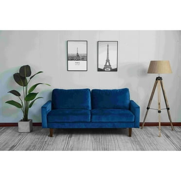 Velvet Square Arm Sofa Prussian Blue