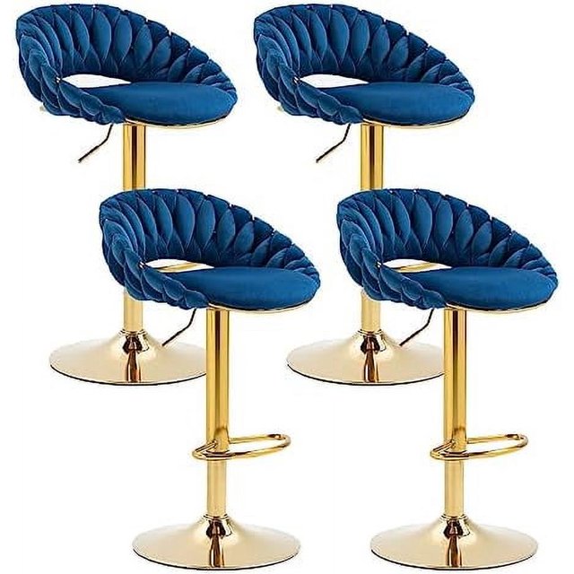 Velvet Stools Adjustable Counter Height Barstools with Back Modern
