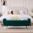 thumbnail image 1 of Velvet Storage Bench for Bedroom, 55" Extra Long Bench for King Size Bed, Modern Upholstered End of Bed Ottoman Bench with Arms and Gold Legs for Entryway Living Room, 1 of 8