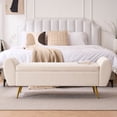 thumbnail image 1 of Velvet Storage Bench for Bedroom, 55" Extra Long Bench for King Size Bed, Modern Upholstered End of Bed Ottoman Bench with Arms and Gold Legs for Entryway Living Room, 1 of 8