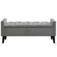 thumbnail image 1 of Velvet Storage Bench, Upholstered Bed Bench with Storage, End of Bed Ottoman with Wooden Legs,Bedside Storage Bench for Bedroom, Living Room, or Entryway, Grey, 1 of 9