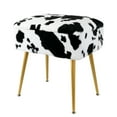 thumbnail image 1 of Velvet Storage Footrest Stool Ottoman Square Modern Upholstered Vanity Footstool Side Table Seat Dressing Chair with 4 Golden Metal Legs（Cow Pattern）, 1 of 10