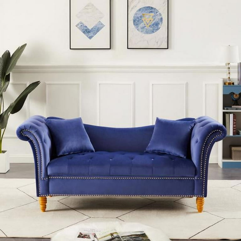 Velvet Storage Loveseat with Pillows, Double Seat Sofa with - Main Image