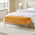 thumbnail image 1 of Tina's Home 45" Velvet Storage Bench Upholstered Tufted End of Bed Bench Bedroom Entryway Mustard, 1 of 9