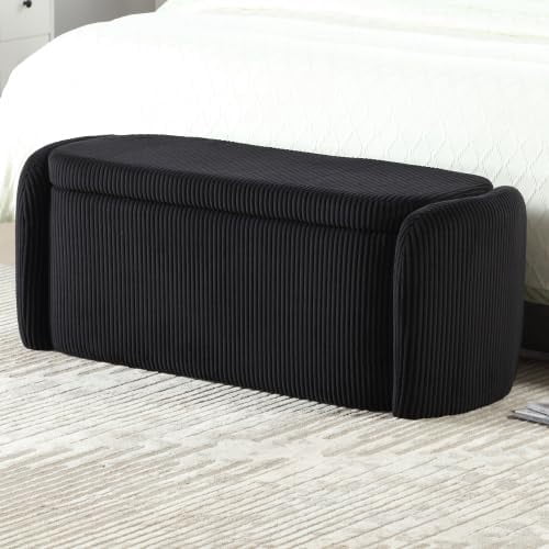 Picture of Velvet Storage Ottoman , Upholstered Fabric Ottoman with Storage ...