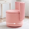 thumbnail image 1 of Furniliving Velvet Storage Vanity Chair, 360° Swivel Ottoman with Wavy Back & Hidden Compartment, Upholstered Accent Stool for Bedroom Living Room, Pink, 1 of 8