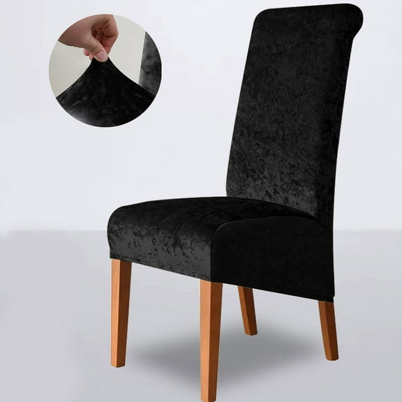 Velvet Stretch Chair Cover | All-Inclusive High Back Protector | Soft Polyester | Dirtproof, Wear Resistant | Fits 15-20in Seats | Solid Gray, Pink, Rose Gold | 1 Pack | Home Hotel Dining Use