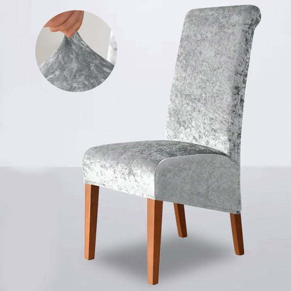 Velvet Stretch Chair Cover Solid Color High Back Dining Chair Cover for Home Hotel Elastic Dirtyproof Slipcover