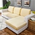 thumbnail image 1 of Velvet Stretch Cushion Cover Sofa Slipcover For L-Shaped Sofa Chaise Longue 1 2 3 Cushion Couch Sofa Cover Soft Furniture Protector -Beige-XL chaise longue(right), 1 of 7