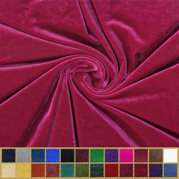 LitLook Stretch Velvet Fabric by the Yard - 58/60" Soft Velvet Fabric for Dresses, Costumes & Décor - 92% Polyester 8% Spandex - Magenta - Cut by the Yard