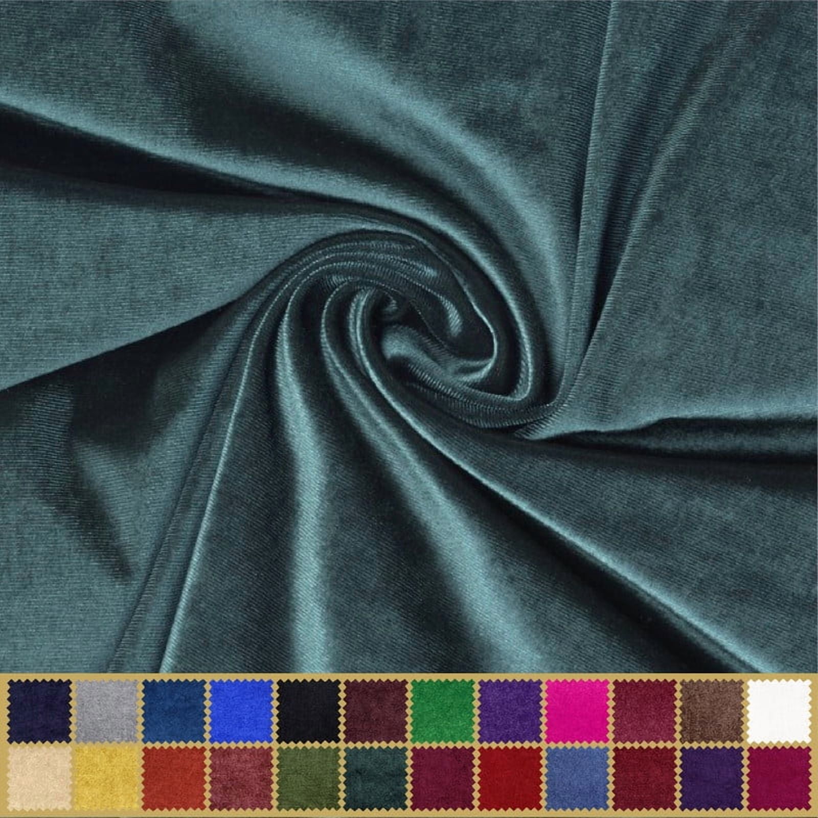 Stretch Velvet Fabric by the Yard - 58/60" Soft Velvet Fabric for Dresses, Costumes & Décor - 92% Polyester 8% Spandex - Spruce - Cut by the Yard