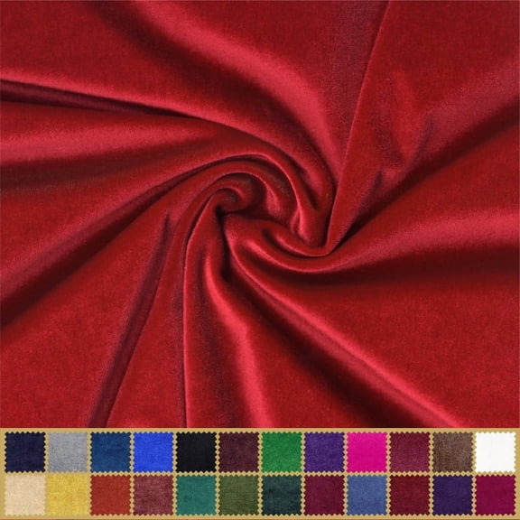 LitLook Stretch Velvet Fabric by the Yard - 58/60" Soft Velvet Fabric for Dresses, Costumes & Décor - 92% Polyester 8% Spandex - Red - Cut by the Yard