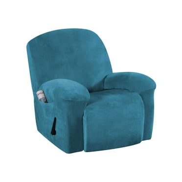Velvet Stretch Recliner Chair Cover, 1 Piece Soft Recliner Slipcover Recliner Cover Recliner Protector For Recliner Armchair-Peacock blue
