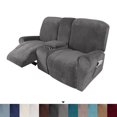Velvet Stretch Recliner Loveseat Sofa Cover with Center Console Sofa