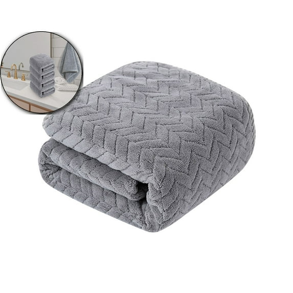 Velvet Stripe Bath Towel, Oversized Absorbent Beach Towel, Quick-Dry Hair Drying Towel for Home Spa Use