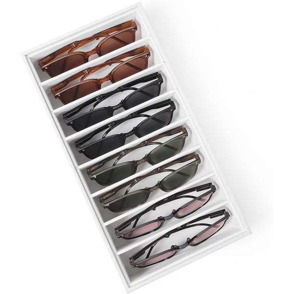 Velvet Sunglass Organizer Tray, Stackable Glasses Case for Drawer, Eyeglasses Watches Jewelry Display Holder Women Men