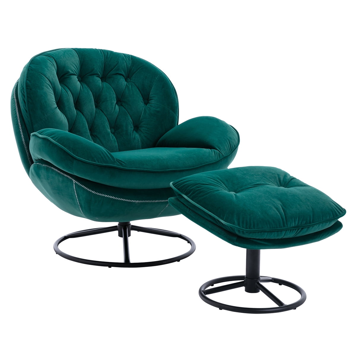 Velvet Swivel Accent Chair with Ottoman, Chaise Lounger Armchair TV — free download